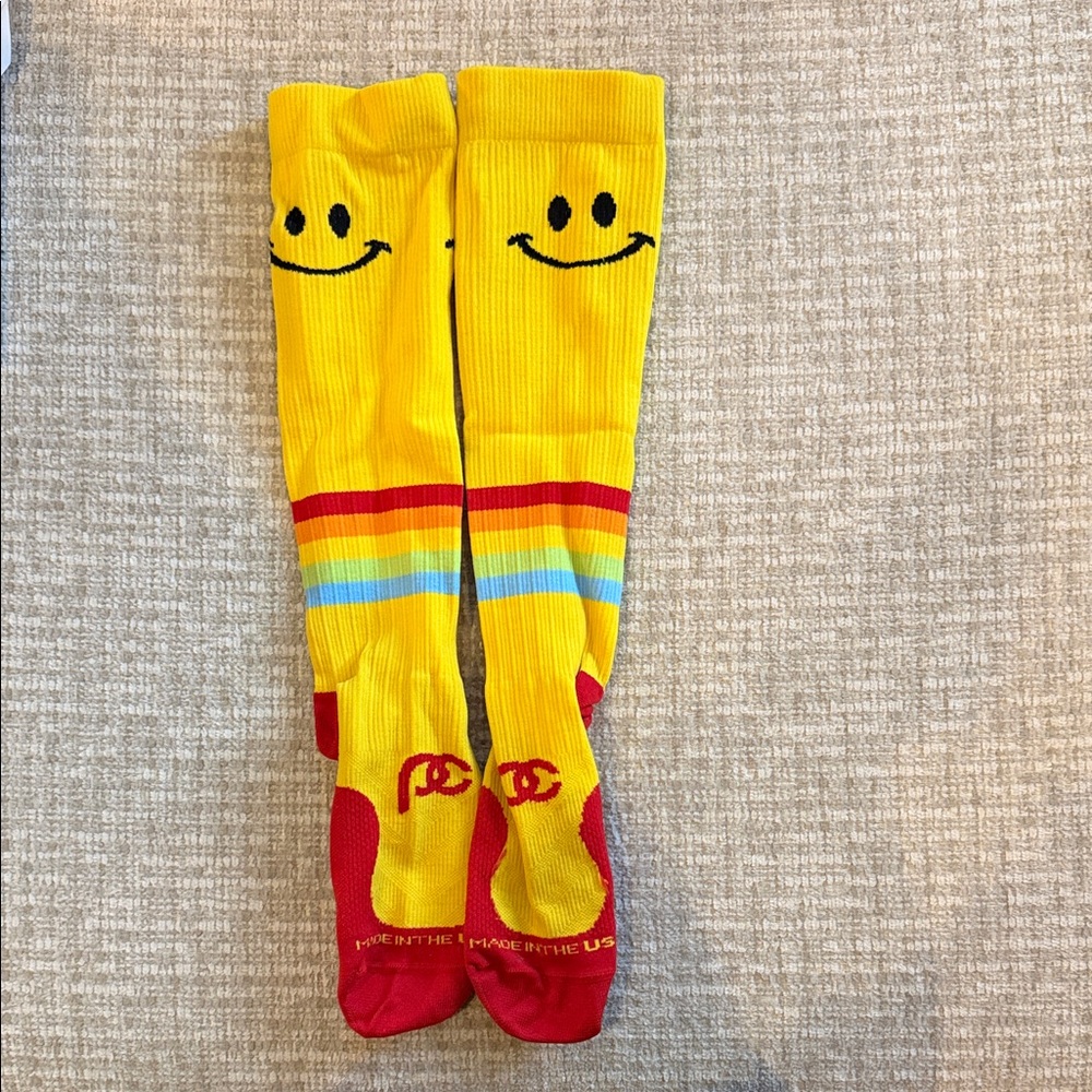 Smiley Face Yellow Knee-High Socks